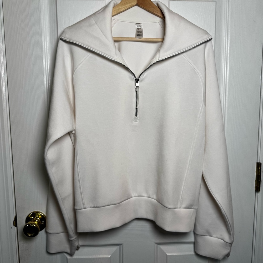 Spanx Airessentials Half Zip Pullover Ivory Soft … - image 1